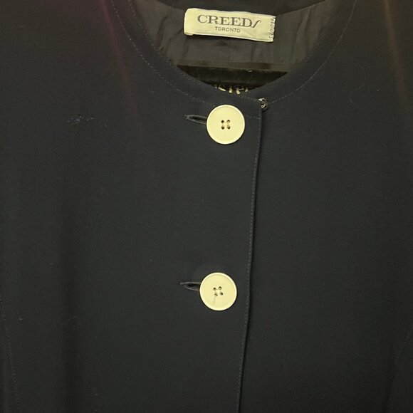 VTG Louis Féraud Paris x Creeds Toronto Navy Button Front Longline Jacket Dress - Picture 4 of 12